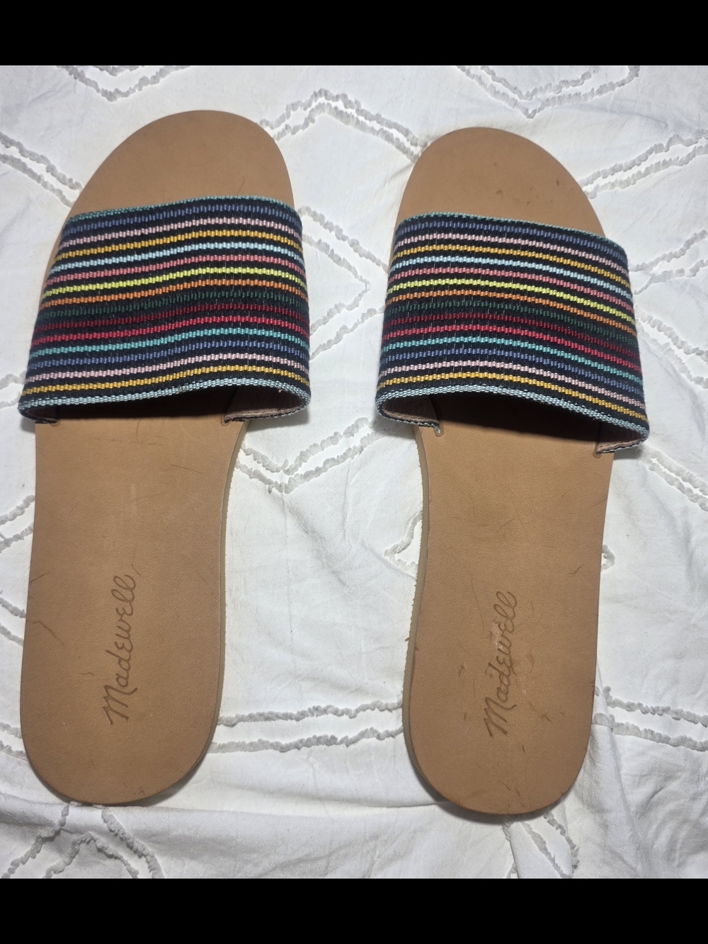 Madewell Women's Striped Slide Sandals Size 9 Multicolor NWOB